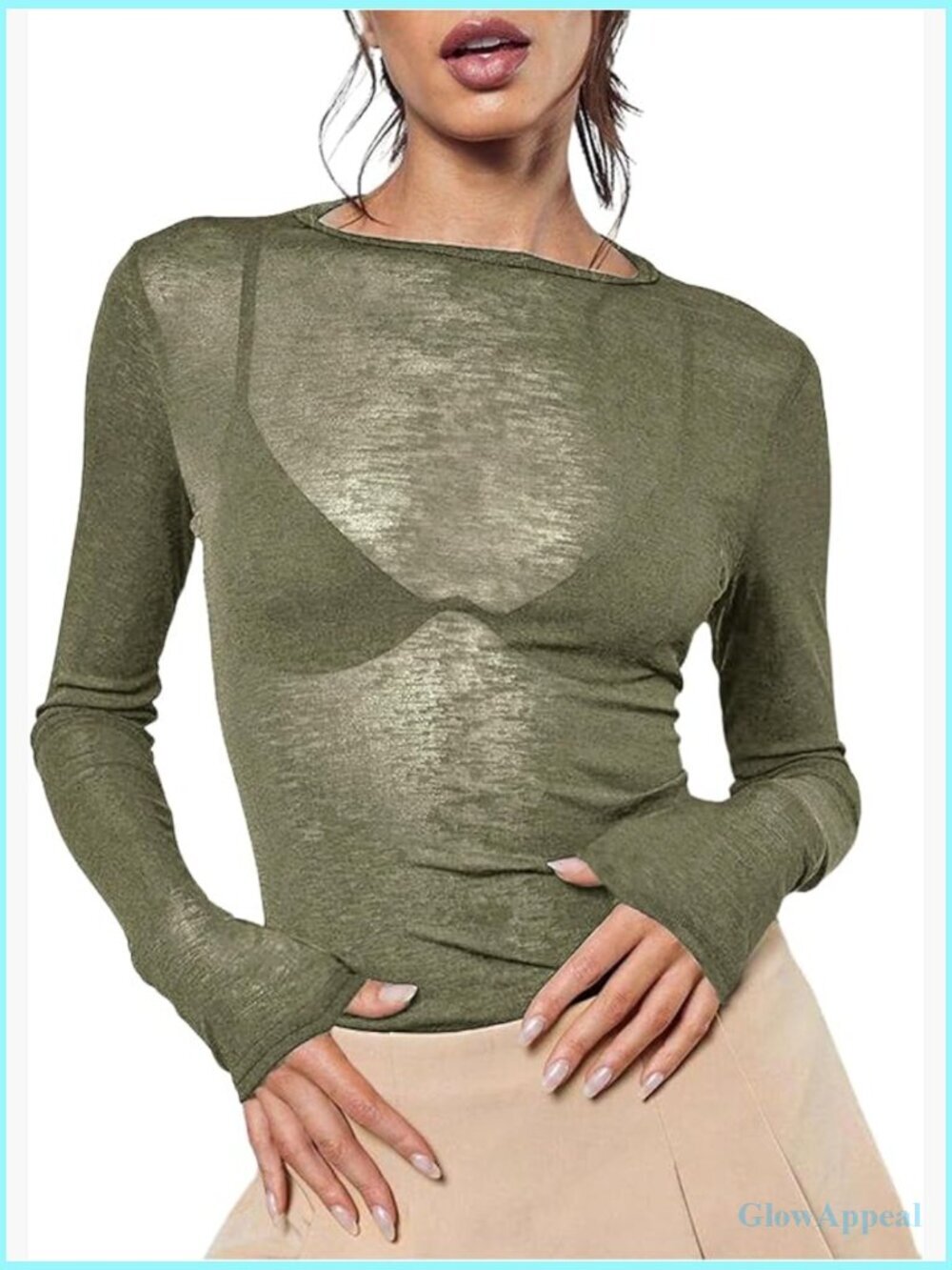 Sheer Mesh Long Sleeve Boat Neck Slim Fit Going Out T-Shirt Top
